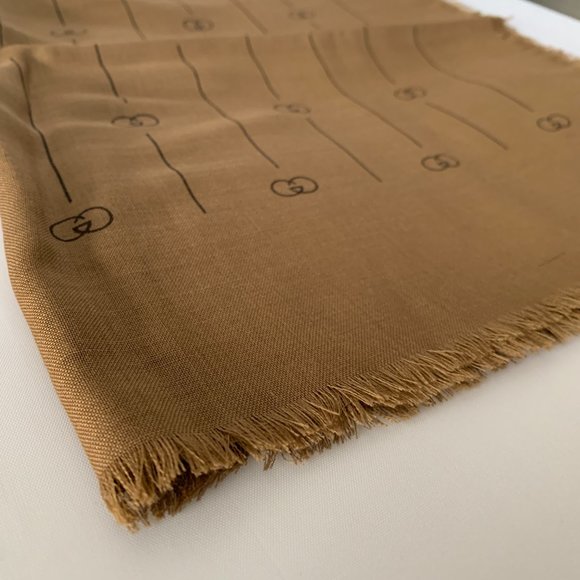 Gucci GG Thin Striped Scarf in Beige NEW W TAGS - Picture 5 of 6
